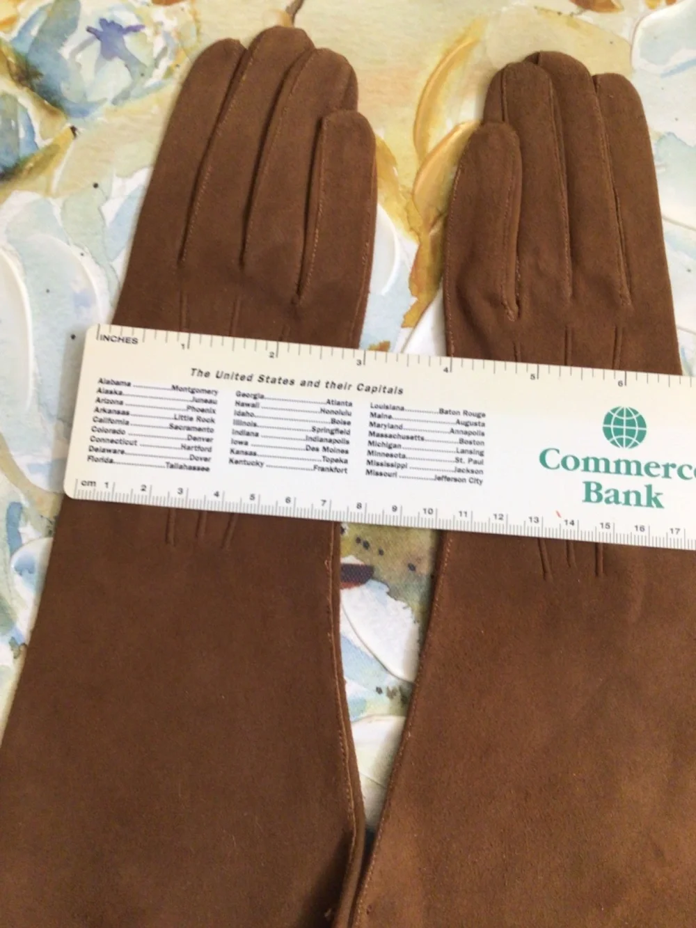 Vintage Womens Brown Suede Gloves Mid Length